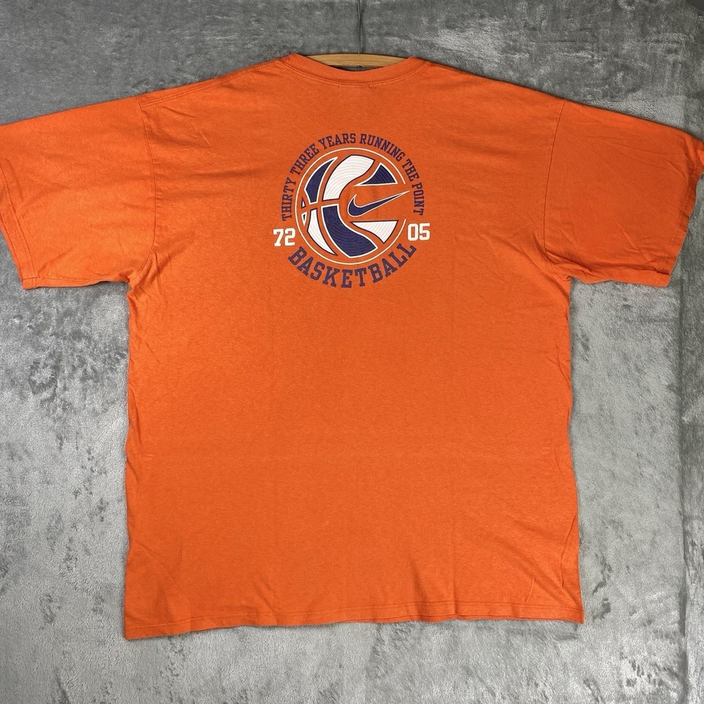 Vintage Nike Basketball Shirt Mens Size XL Orange Center Swoosh 33 Years Y2K Tee